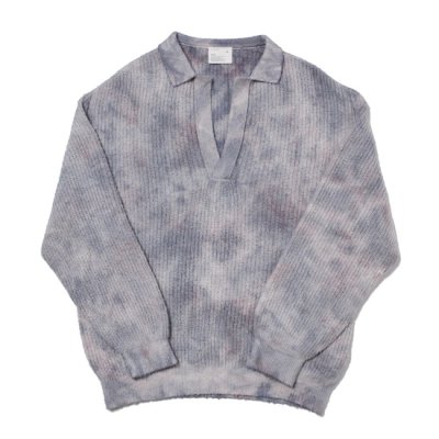 scair () / UNEVEN DYE SKIPPER SWEATER - S.BLUE