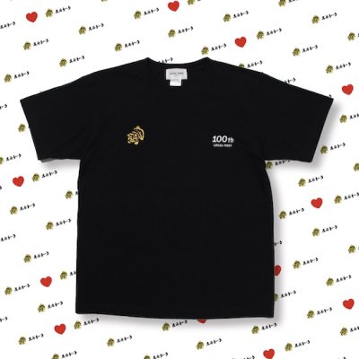 ײ & KNOCK OUT / S/S 100TH EMB TEE - BLACK