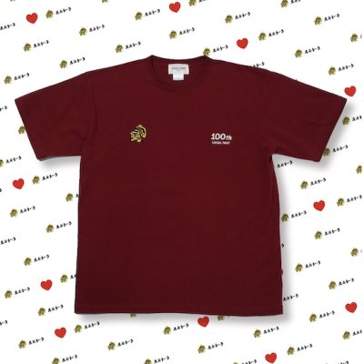 ײ & KNOCK OUT / S/S 100TH EMB TEE - BURGUNDY