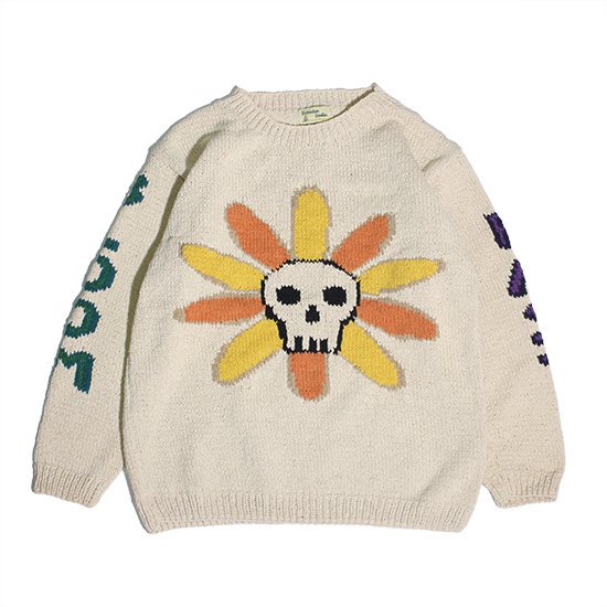 <img class='new_mark_img1' src='https://img.shop-pro.jp/img/new/icons13.gif' style='border:none;display:inline;margin:0px;padding:0px;width:auto;' />MacMahon knitting Mills /  CREW NECK LS KNITSKULL&FLOWER- NATURAL