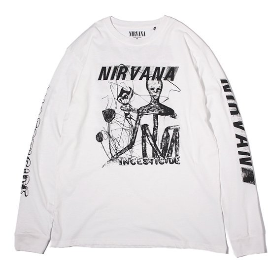 <img class='new_mark_img1' src='https://img.shop-pro.jp/img/new/icons13.gif' style='border:none;display:inline;margin:0px;padding:0px;width:auto;' />MUSIC TEE / NIRVANA LONG SLEEVE TEE (INCESTICIDE) - WHITE