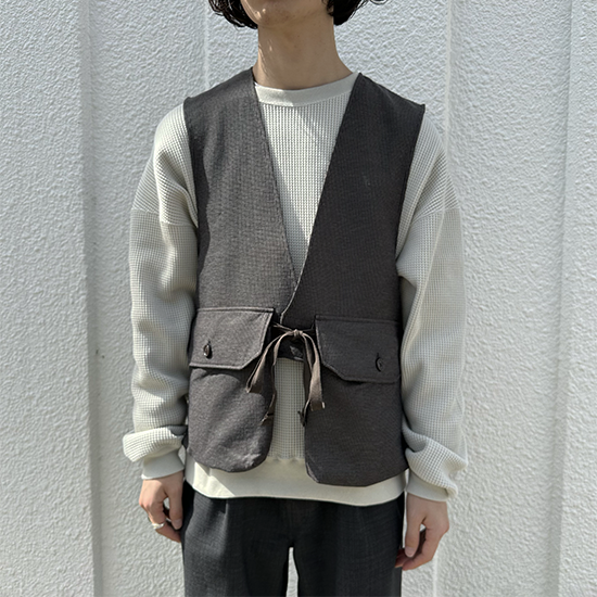 Engineered Garments | FOWL VEST (CP Waffle) - DK BROWN - KNOCK OUT 247