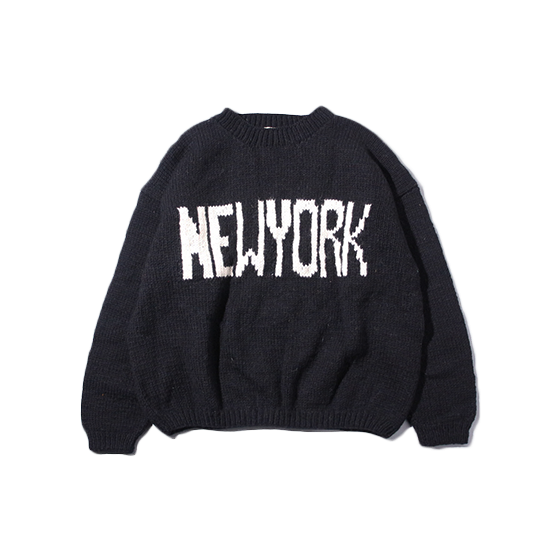 <img class='new_mark_img1' src='https://img.shop-pro.jp/img/new/icons13.gif' style='border:none;display:inline;margin:0px;padding:0px;width:auto;' />MacMahon knitting Mills /  CREW NECK LS KNITNEW YORK- BLACK