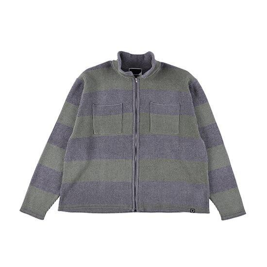 <img class='new_mark_img1' src='https://img.shop-pro.jp/img/new/icons13.gif' style='border:none;display:inline;margin:0px;padding:0px;width:auto;' />PHINGERIN(ե󥬥) / CORDY KNIT JACKET STRIPE - GRAY