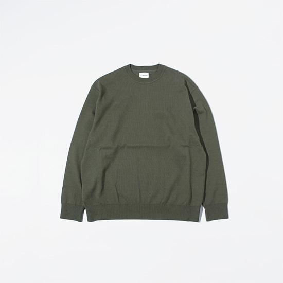 <img class='new_mark_img1' src='https://img.shop-pro.jp/img/new/icons13.gif' style='border:none;display:inline;margin:0px;padding:0px;width:auto;' />YONETOMI(ヨネトミ) / WAVE COTTON KNIT PULL OVER - KHAKI