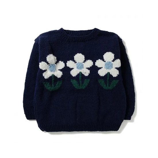 <img class='new_mark_img1' src='https://img.shop-pro.jp/img/new/icons13.gif' style='border:none;display:inline;margin:0px;padding:0px;width:auto;' />Macmahon Knitting Mills / CREW KNIT (3 FLOWERS) - NAVY