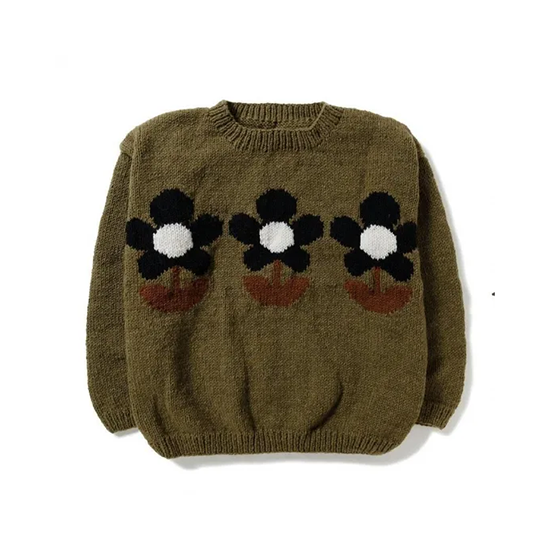 <img class='new_mark_img1' src='https://img.shop-pro.jp/img/new/icons13.gif' style='border:none;display:inline;margin:0px;padding:0px;width:auto;' />Macmahon Knitting Mills / CREW KNIT (3 FLOWERS) - OLIVE