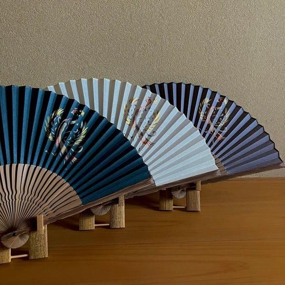 絹張切抜扇 鳳凰 男性用 - 奈良団扇 池田含香堂
