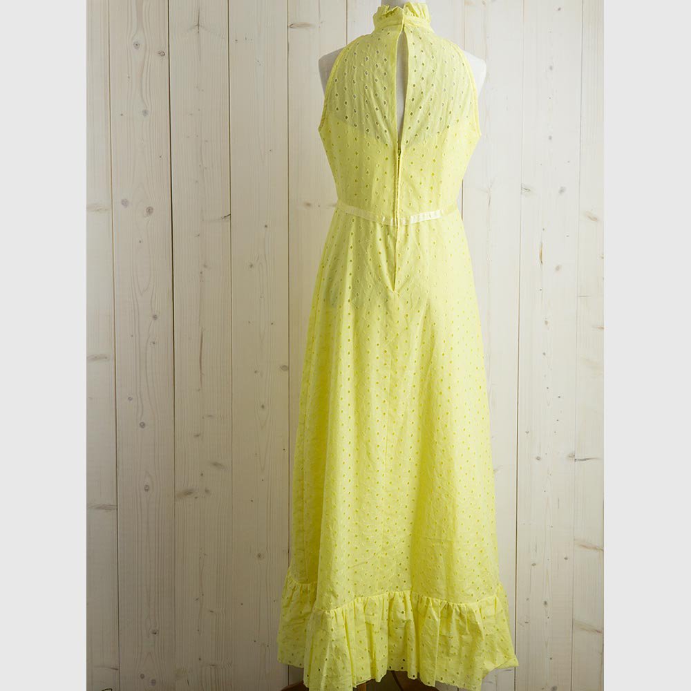 Lace Dress Vintage 60's ノースリーブハイネックワンピース イエロー 