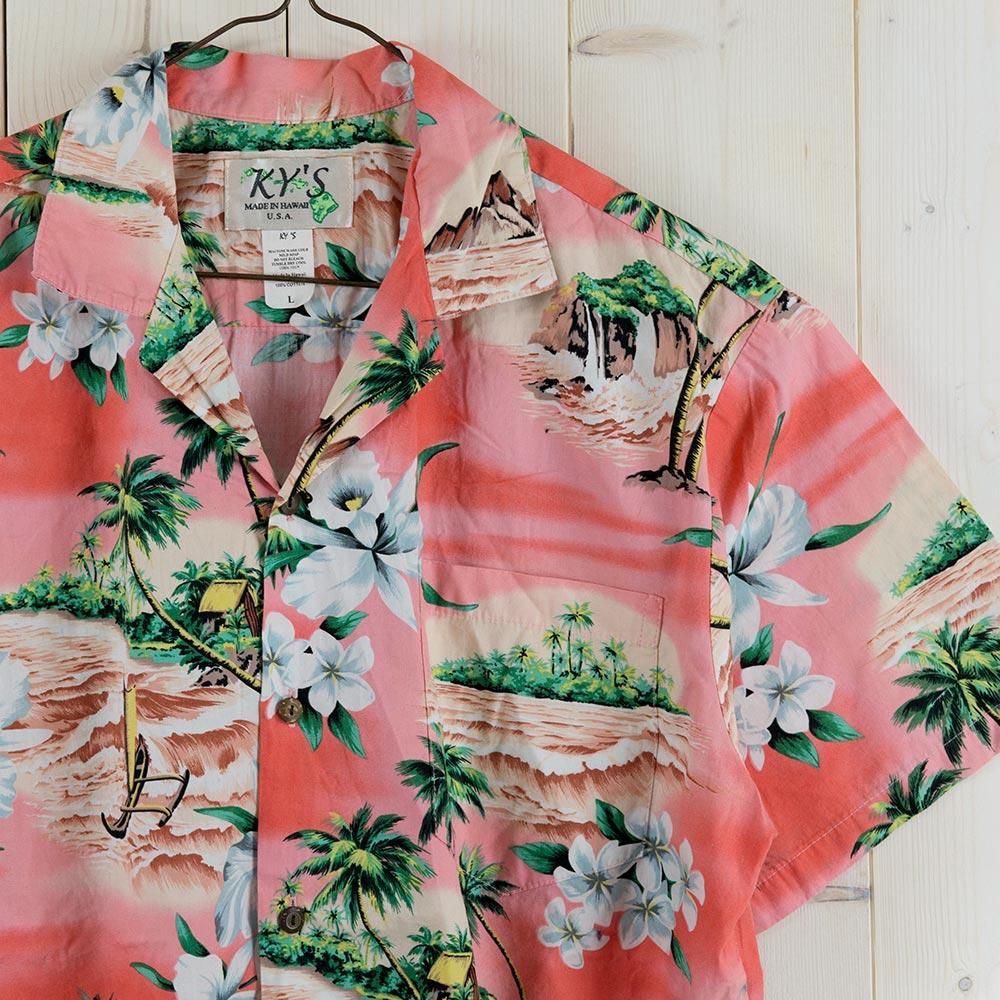 <img class='new_mark_img1' src='https://img.shop-pro.jp/img/new/icons14.gif' style='border:none;display:inline;margin:0px;padding:0px;width:auto;' />KY'S  Made in Hawaii  Hawaiian shirt ԥ󥯥ͥ