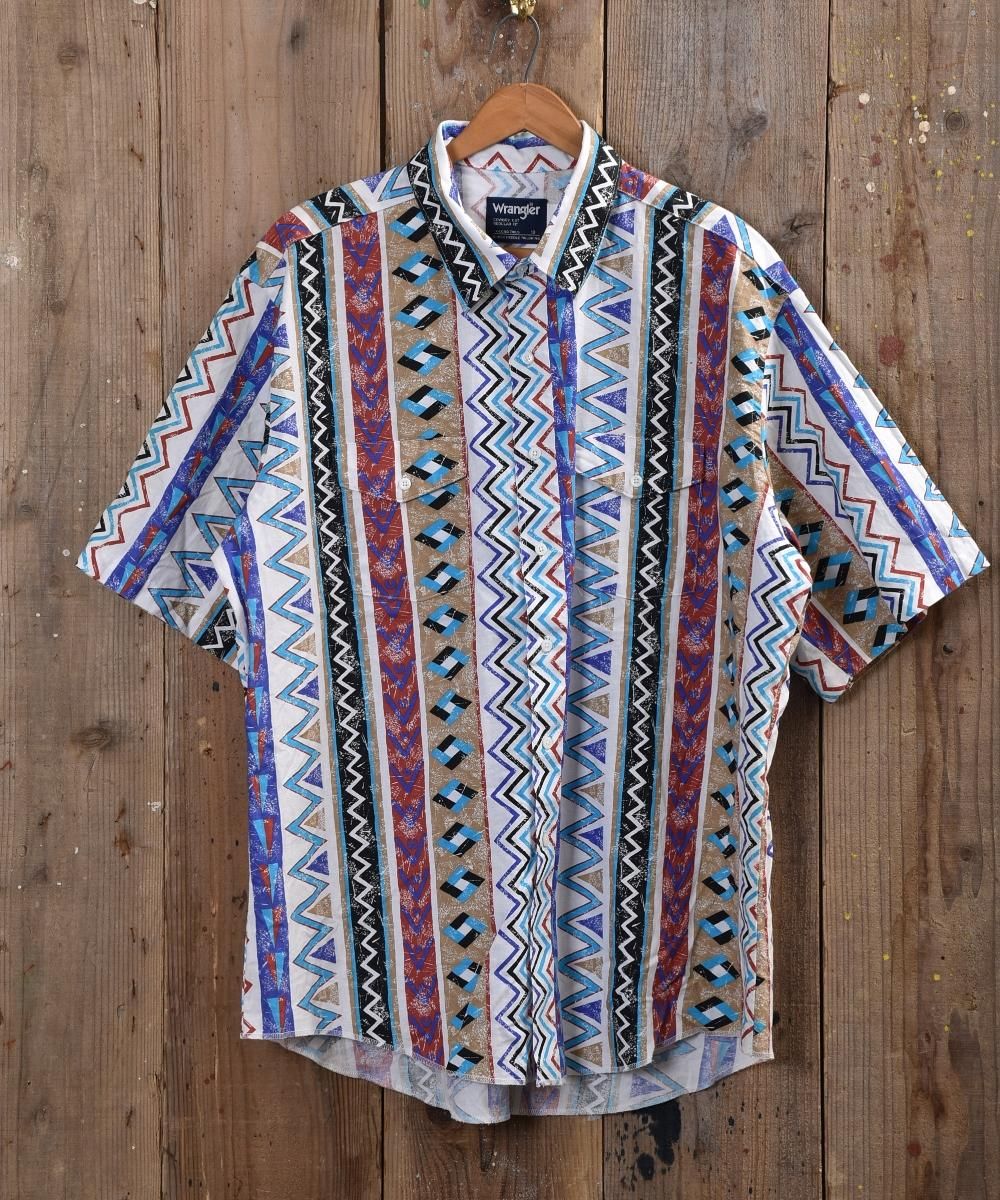 アメリカ製 Wrangler 総柄 シャツ 古着のネット通販サイト 古着屋グレープフルーツムーン Grapefruitmoon Onlineshop ヴィンテージアイテム レトロファッション
