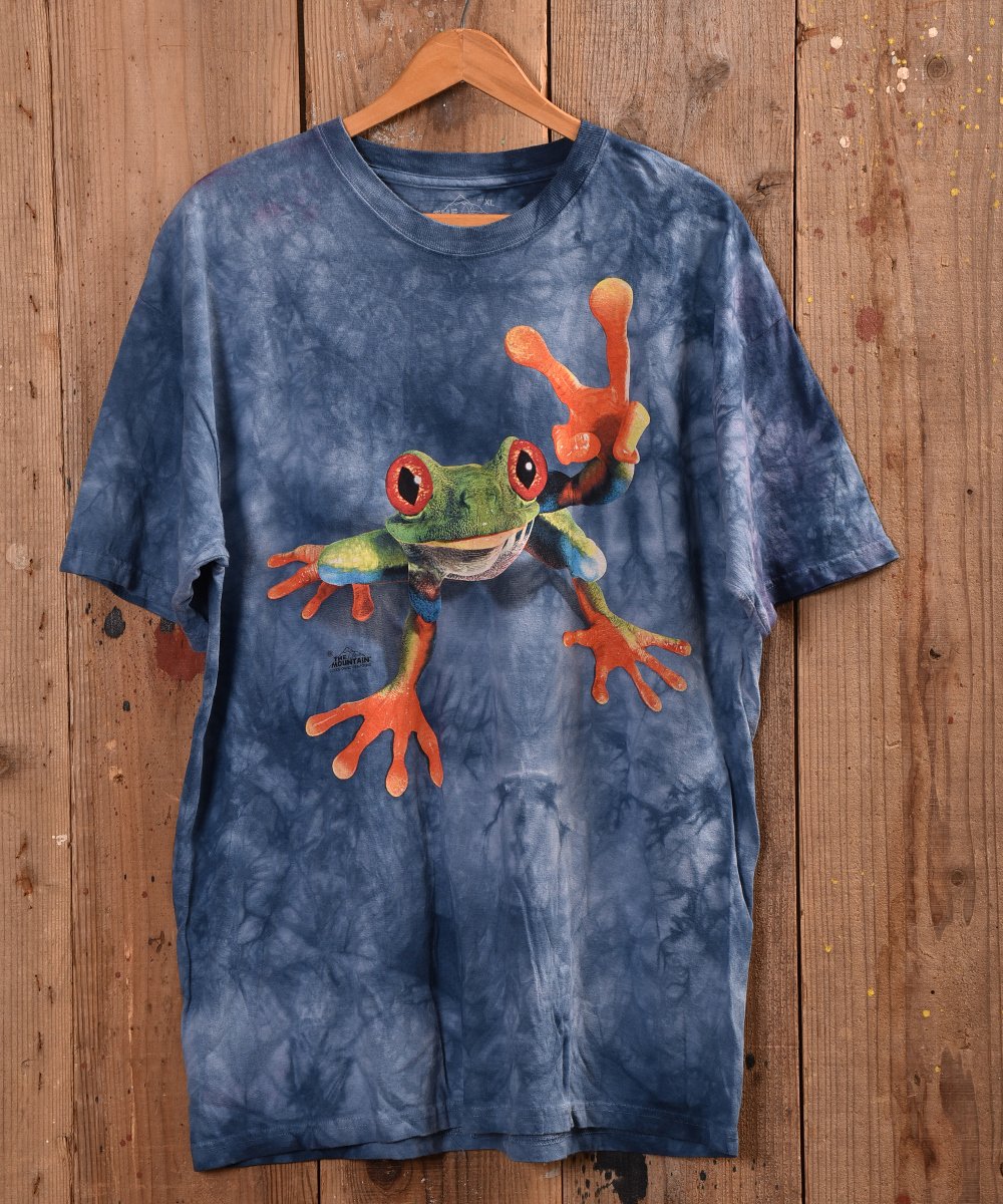  TieDye Frog Print T Shirt   ץT  ͥå  岰졼ץե롼 ࡼ