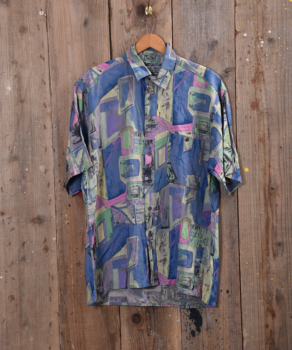  Multi pattern short sleeve Shirt Ⱦµ ֥롼  ͥå  岰졼ץե롼 ࡼ