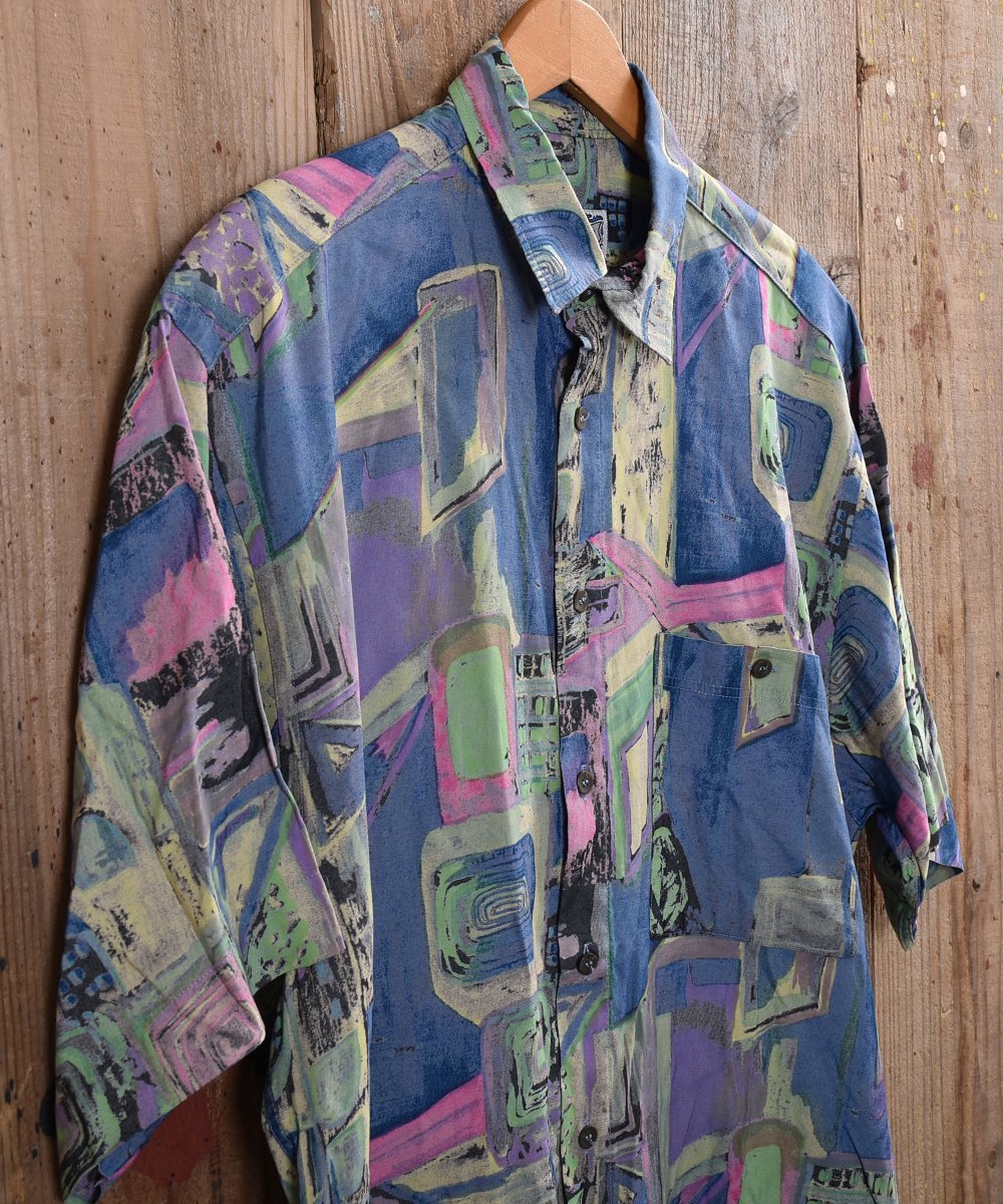 Multi pattern short sleeve Shirt Ⱦµ ֥롼ϥͥ