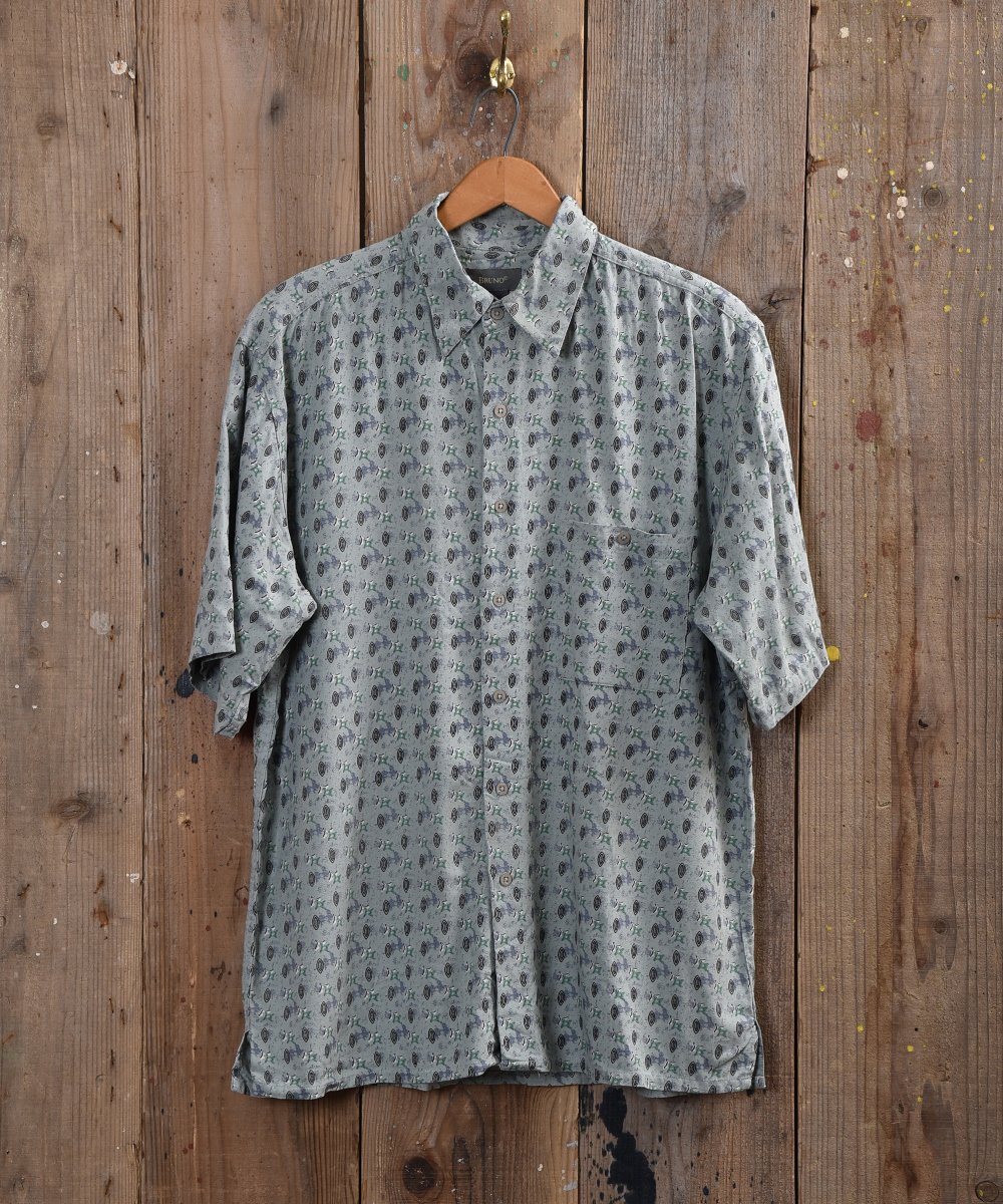  Small mark pattern silk Shirt  륯  ͥå  岰졼ץե롼 ࡼ