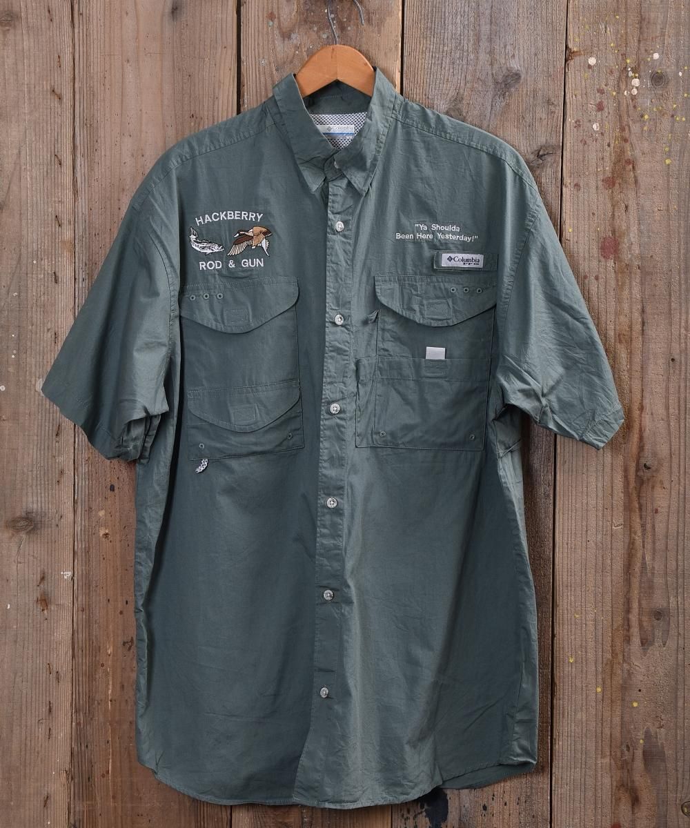 ”Columbia” fishing ＆ hunting Shirt コロンビア フィッシング・ハンティング シャツ グリーン系 古着