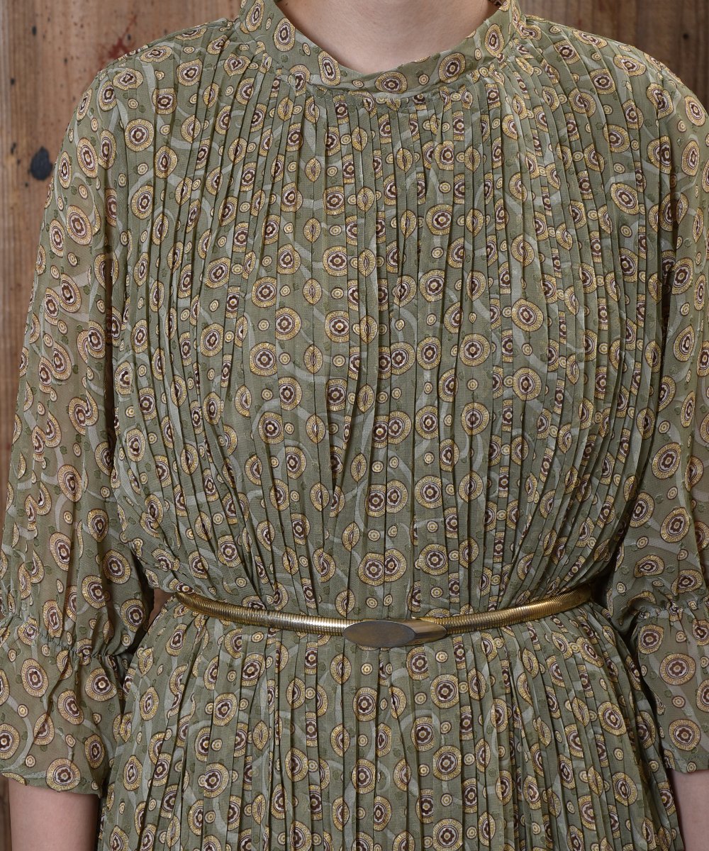 古着の画像半袖 サークル模様プリーツドレス