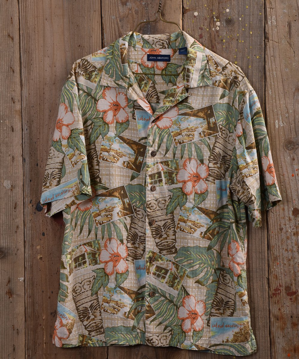  Travel Photo print Silk Hawaiian Shirt  | ιԼ̿륯ץȥϥ磻󥷥  ͥå  岰졼ץե롼 ࡼ