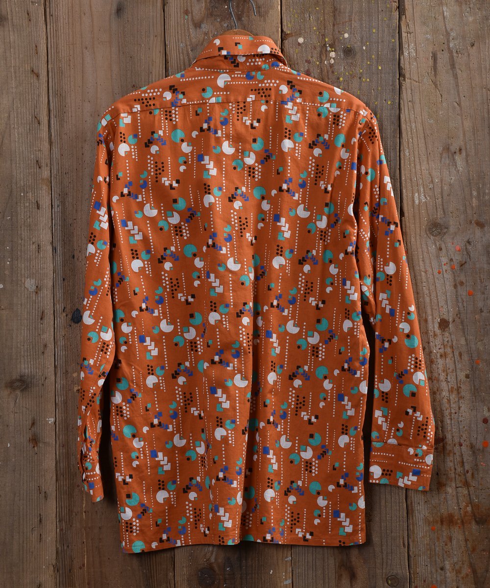 70's retro pattern Shirt ｜70年代 レトロ柄シャツ オレンジ系 - 古着 ...