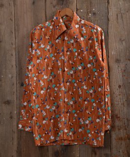 70's retro pattern Shirt 70ǯ ȥġ󥸷 Υͥå 岰졼ץե롼 ࡼ