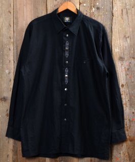 Black designed button Shirtåǥܥ  ֥å Υͥå 岰졼ץե롼 ࡼ