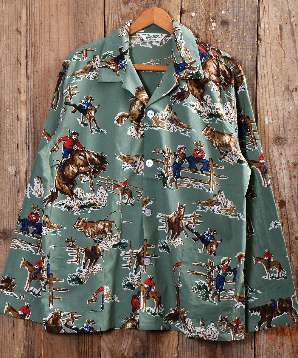 Long Sleeve Cowboy Pajama Shirt カウボーイパジャマシャツ 古着のネット通販サイト 古着屋グレープフルーツムーン Grapefruitmoon Onlineshop ヴィンテージアイテム レトロファッション