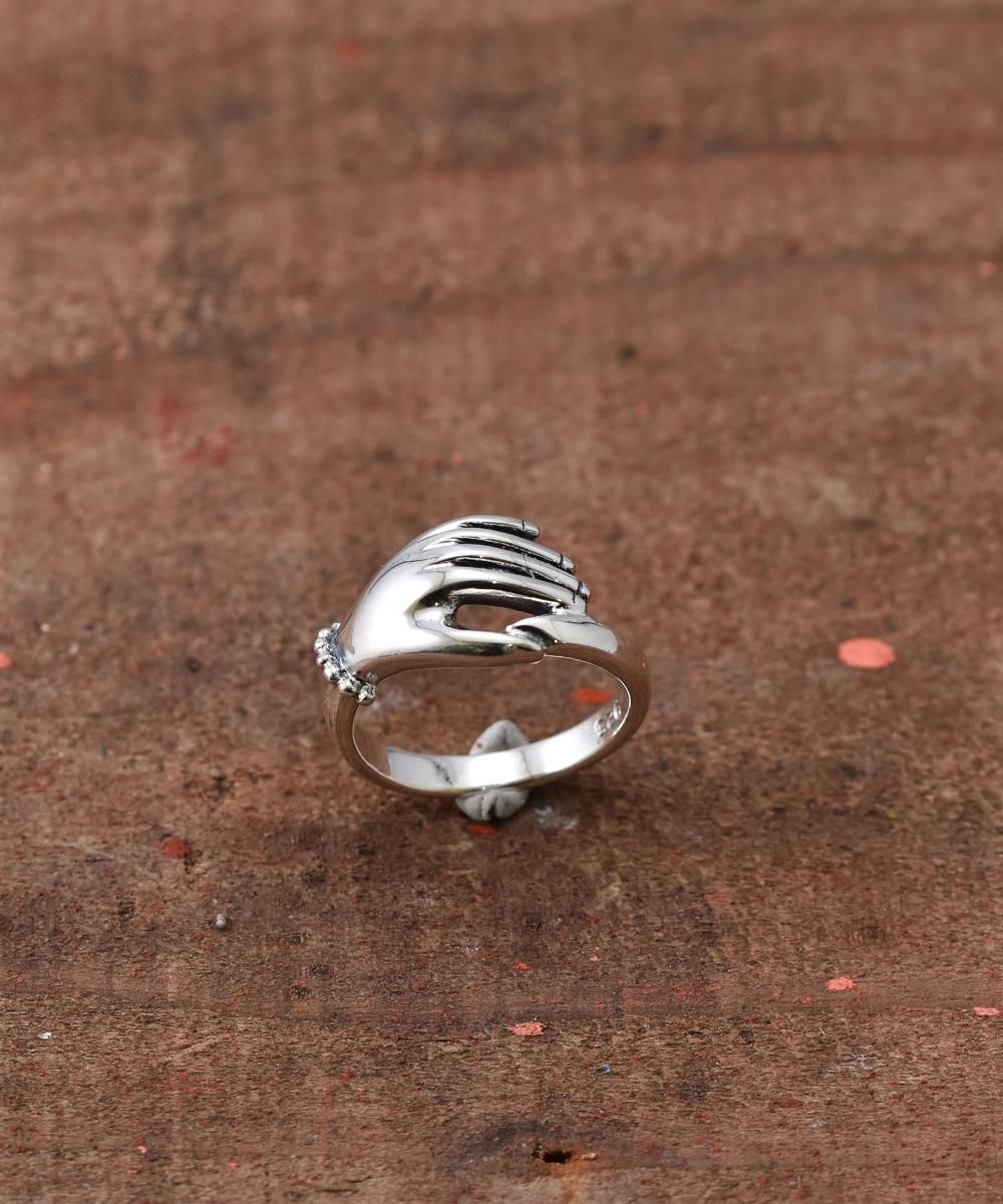 ハンド　手　モチーフ　シルバー　リング　ヴィンテージ　アンティーク ハンドモチーフ シルバーリング - 古着屋グレープフルーツ