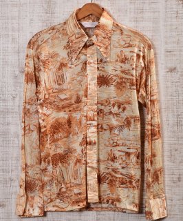 70's Made in USA Polyester Shirtåꥫ ݥꥷ Υͥå 岰졼ץե롼 ࡼ