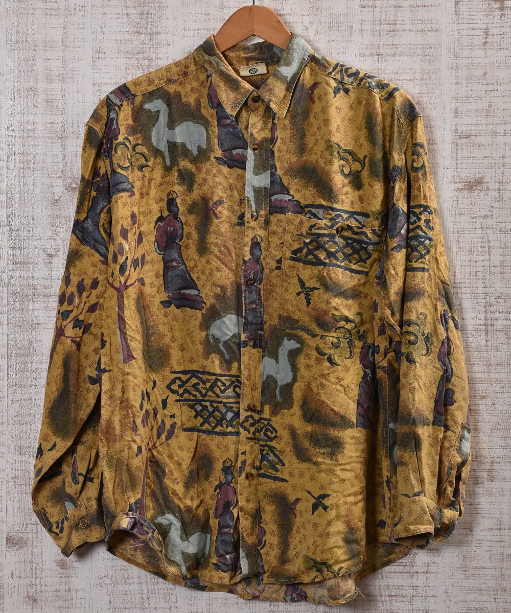  Oriental Multi Pattern Shirt ꥨ󥿥    ͥå  岰졼ץե롼 ࡼ