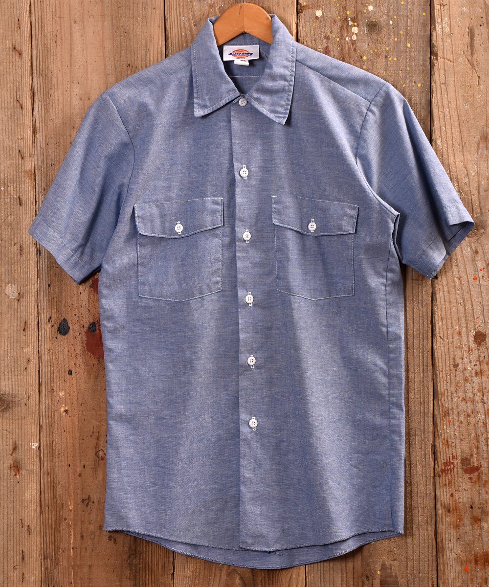 アメリカ製 ”Dickies” 半袖ワークシャツ ブルー系 - 古着のネット通販 