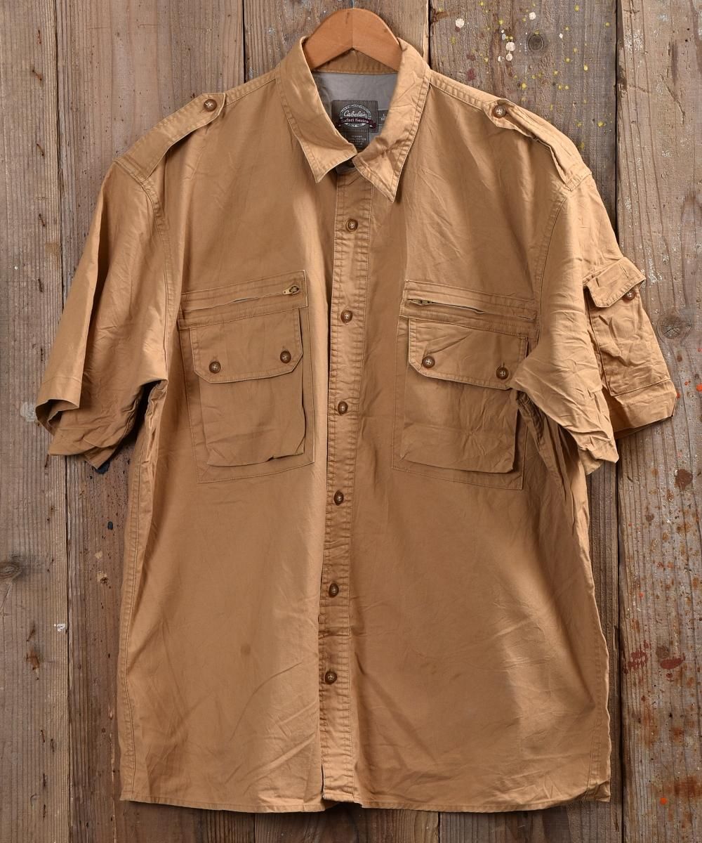 Cabela S Safari Shirt Short Sleeve ショートスリーブサファリシャツ キャメル系 古着のネット通販サイト 古着屋グレープフルーツムーン Grapefruitmoon Onlineshop ヴィンテージアイテム レトロファッション