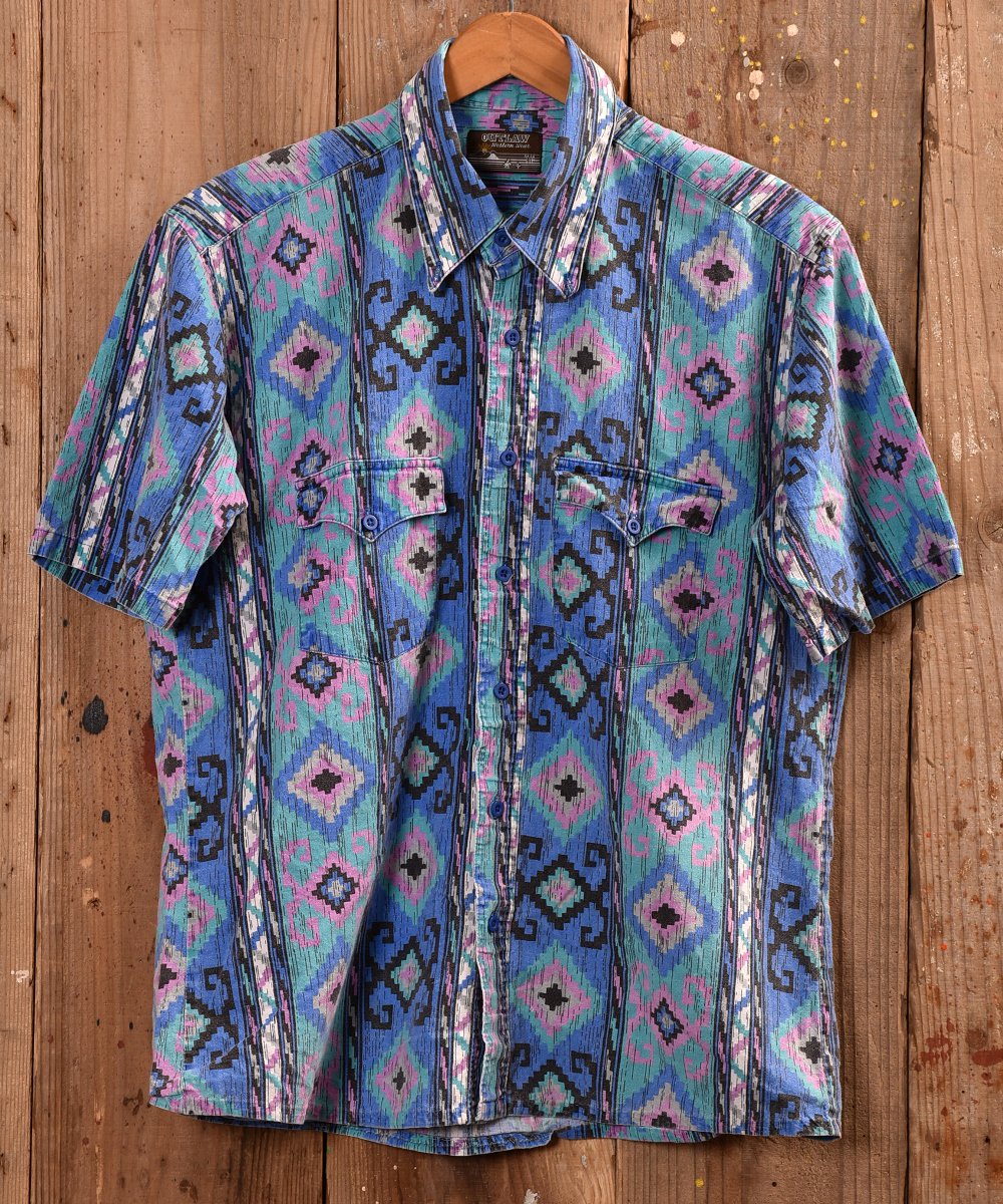  Native multi pattern  Short sleeve Western Shirt åͥƥ 󥷥ġ֥롼  ͥå  岰졼ץե롼 ࡼ