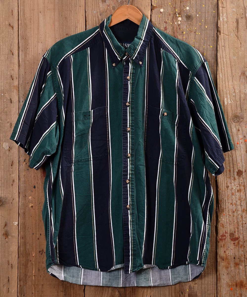  Big Stripe pattern  short sleeve Shirt åȥ饤Ⱦµ ꡼  ͥå  岰졼ץե롼 ࡼ