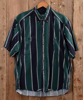 Big Stripe pattern  short sleeve Shirt åȥ饤Ⱦµ ꡼ Υͥå 岰졼ץե롼 ࡼ