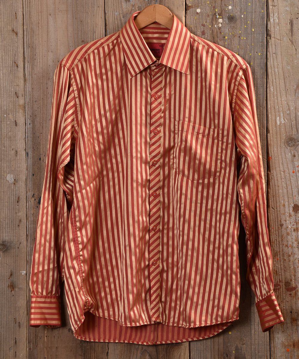  Golden color stripe pattern Shirt åǥ󥹥ȥ饤ץ  ͥå  岰졼ץե롼 ࡼ