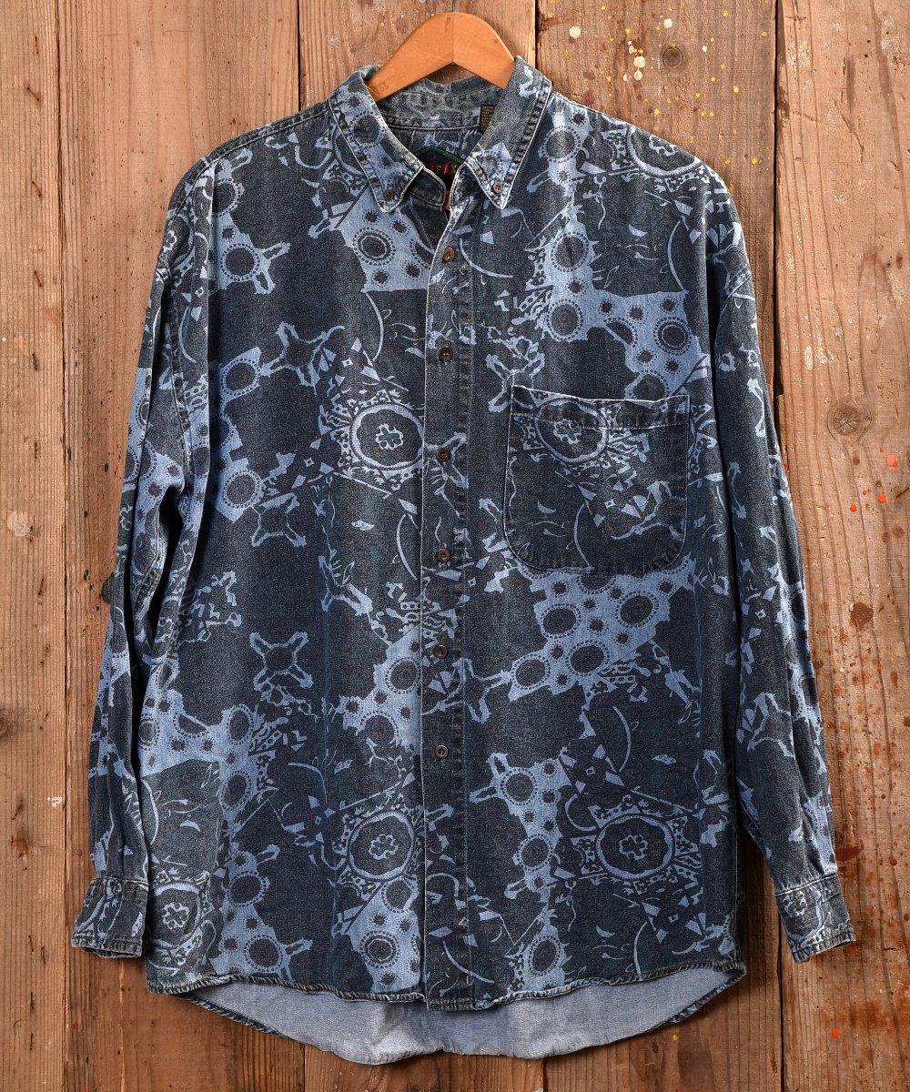  Multi pattern long sleeve Shirt  ֥롼  ͥå  岰졼ץե롼 ࡼ