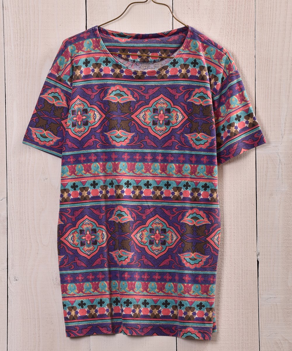  ethnic multi pattern T Shirt å˥åT  ͥå  岰졼ץե롼 ࡼ