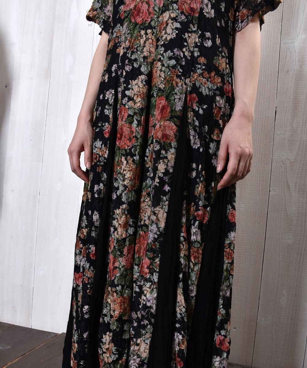 Short sleeve flour pattern lace one piece|花柄レースワンピース