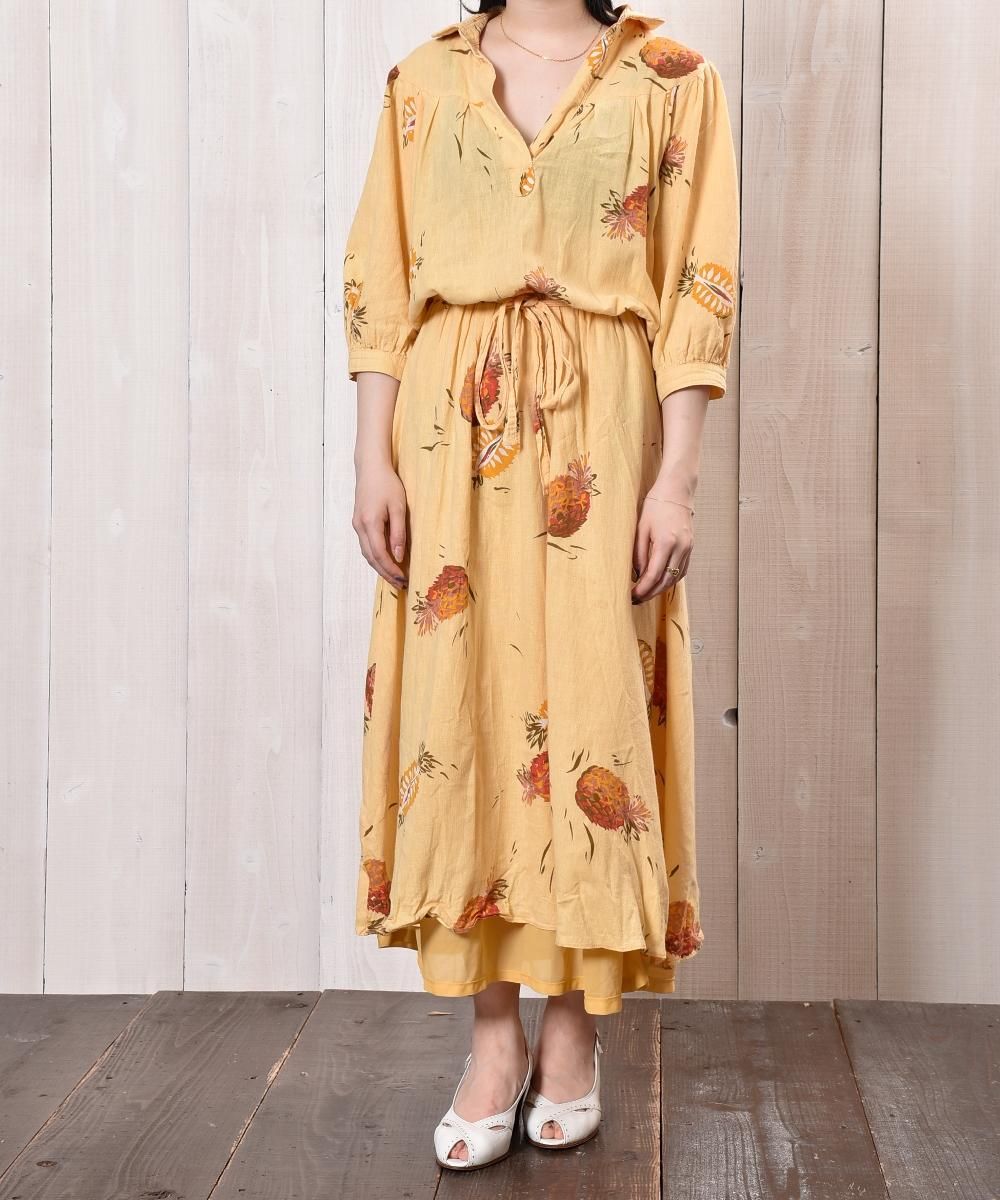 Pineapple Pattern One Piece パイナップル柄 ワンピース イエロー系 古着のネット通販サイト 古着屋グレープフルーツムーン Grapefruitmoon Onlineshop ヴィンテージアイテム レトロファッション Pineapple Pattern One Piece パイナップル柄 ワンピース イエロー系 古着のネット通販サイト 古着屋グレープフルーツムーン Grapefruitmoon Onlineshop ヴィンテージアイテム レトロファッション
