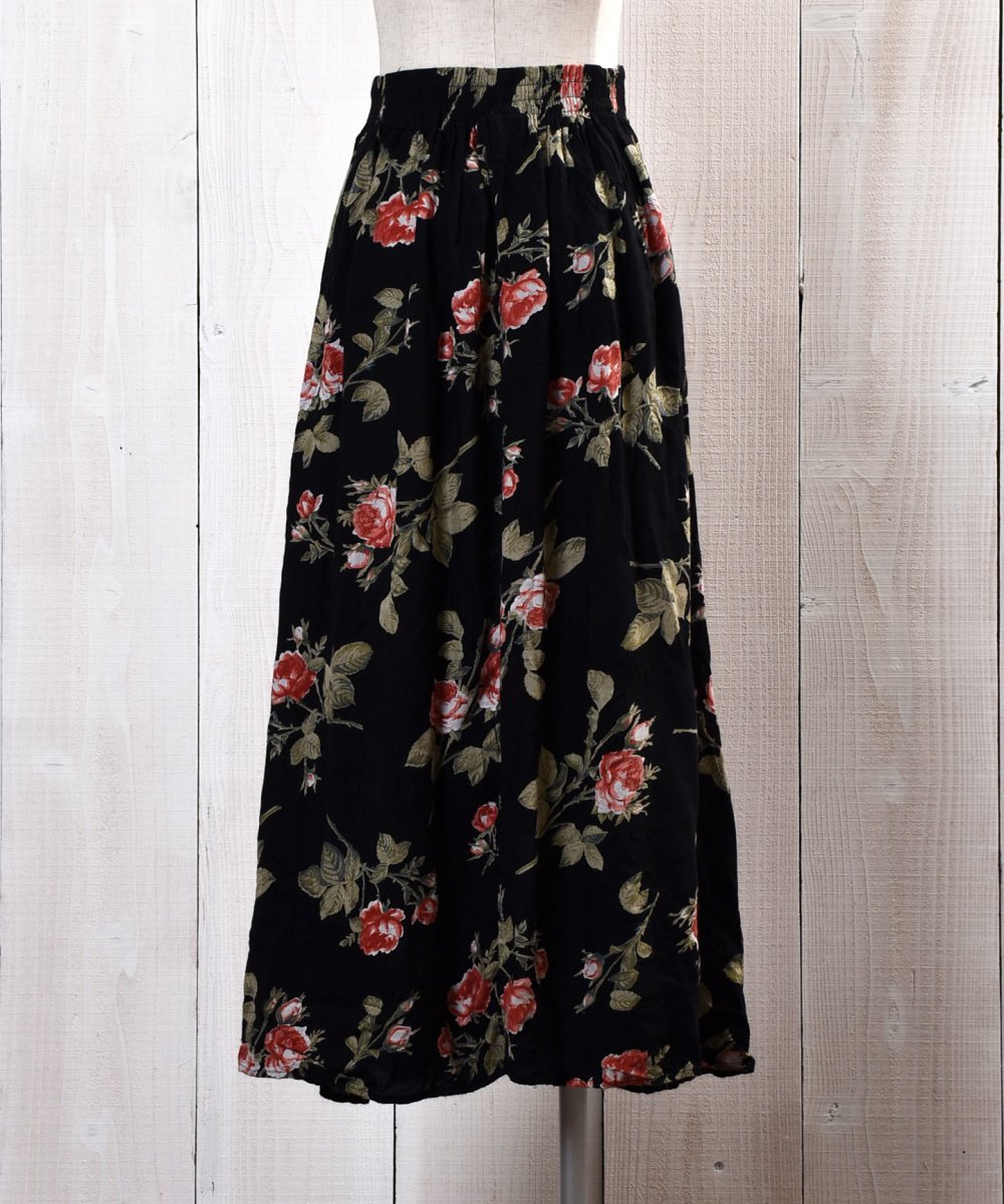 Made in USA Flower pattern long Skirt｜花柄ロングスカート アメリカ 