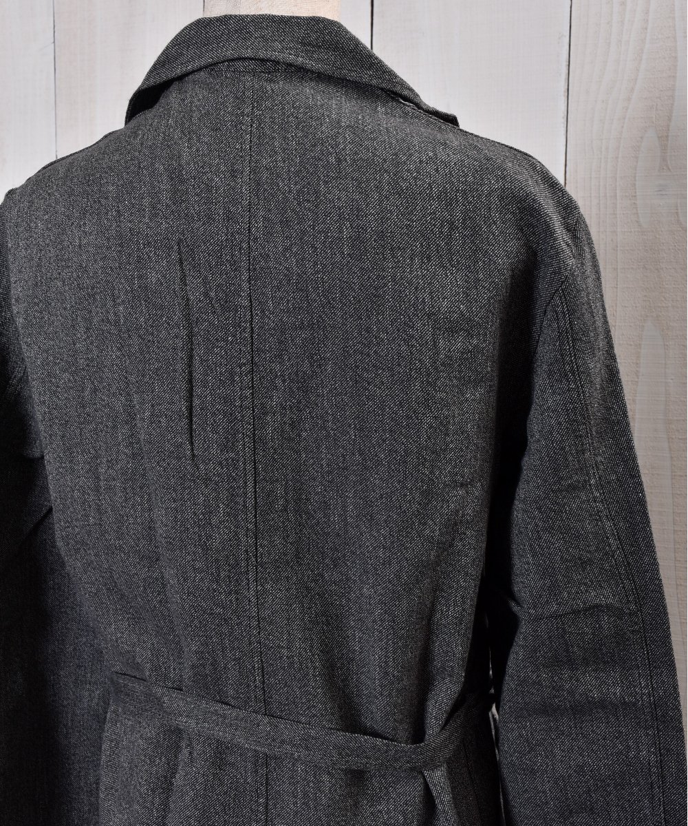 50's～60'sEURO Vintage Black Chambray Atelier Coat｜ユーロヴィンテージ  ブラックシャンブレーアトリエコート 小さめサイズ - 古着のネット通販サイト  古着屋グレープフルーツムーン(Grapefruitmoon)Onlineshop ヴィンテージアイテム・レトロファッション