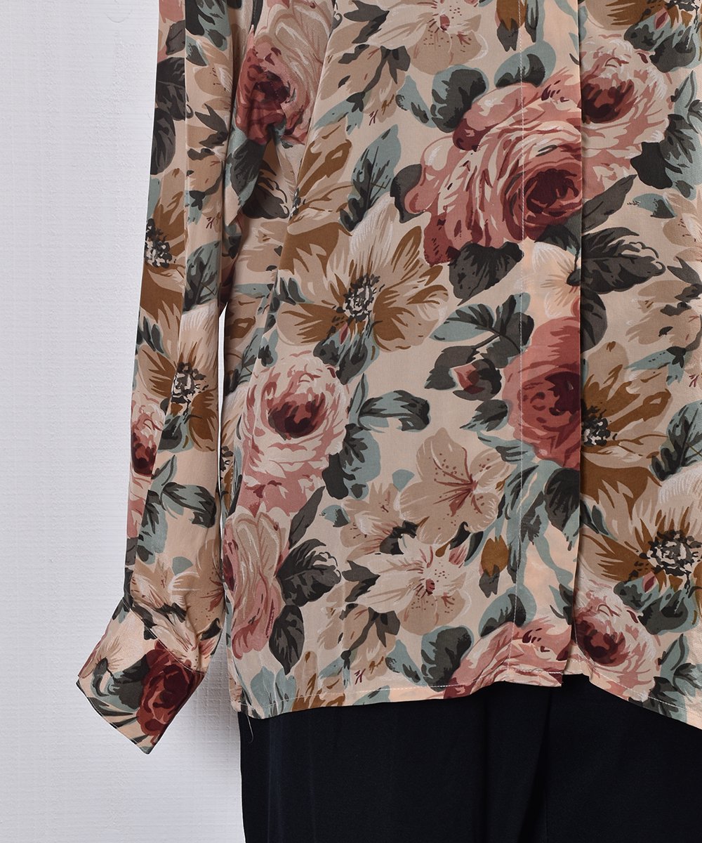 Rose Multi Pattern Silk Shirt｜バラ総柄シルクシャツ ベージュ系 ...