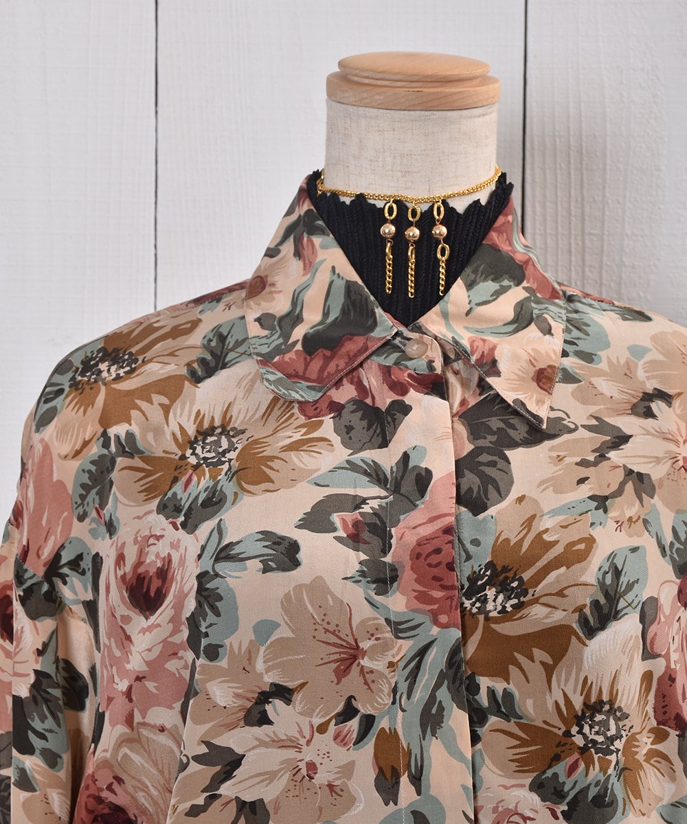 Rose Multi Pattern Silk Shirt｜バラ総柄シルクシャツ ベージュ系 