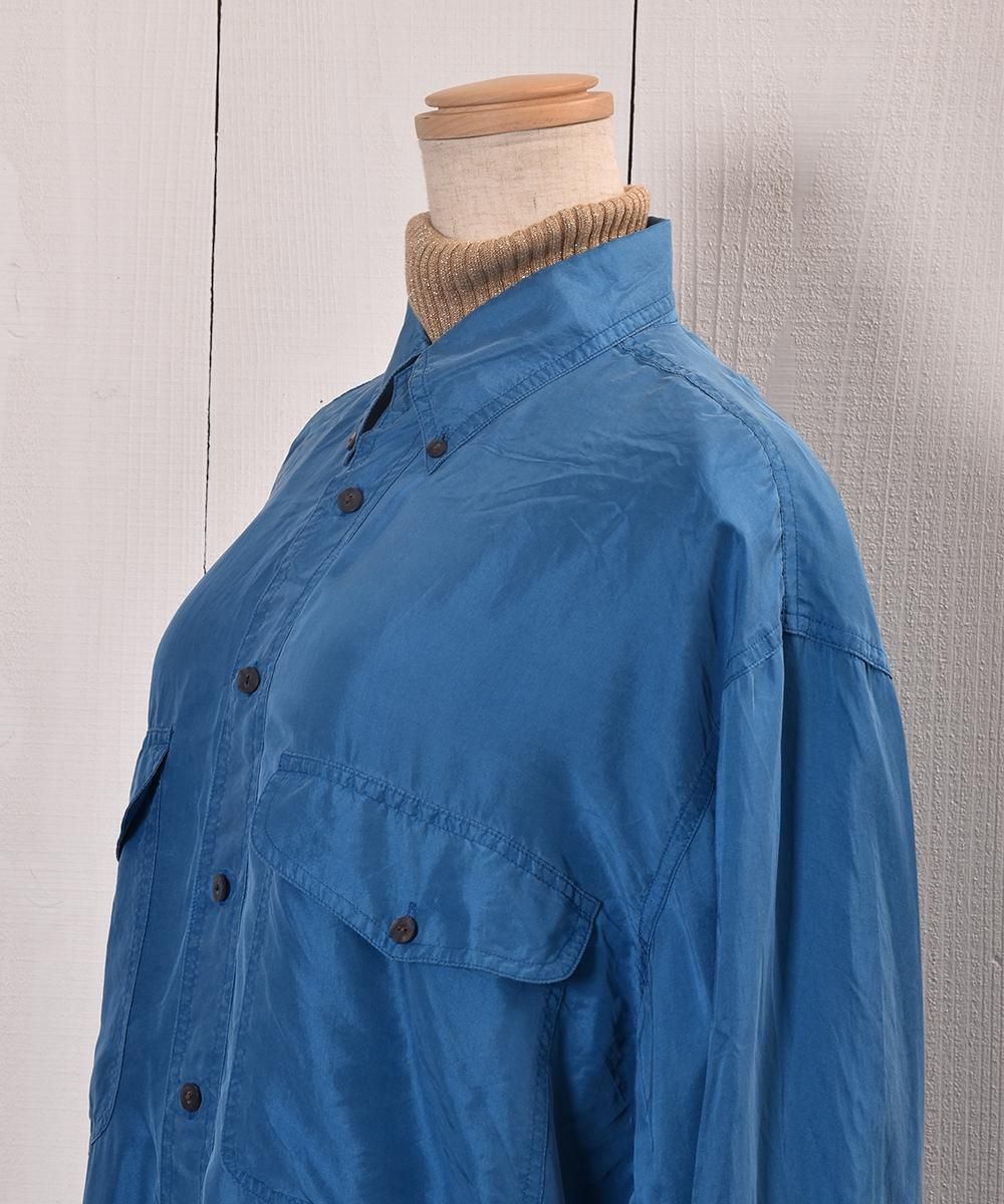 Blue Big Silhouette Silk Shirt|ブルー系 ビッグシルエット Blue Big Silhouette Silk Shirt|ブルー系 ビッグシルエット