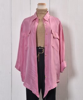 Pink Big Silhouette Silk Shirtåԥ󥯷 ӥå륨å 륯  Υͥå 岰졼ץե롼 ࡼ