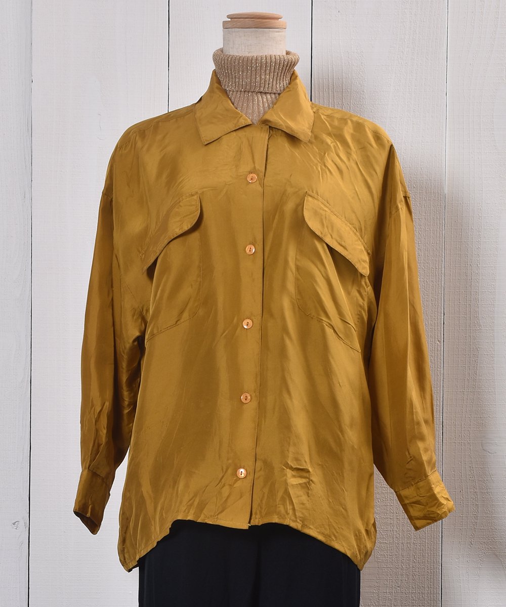 Open Collar Yellow Silk Shirtå ߥ륯ĥͥ