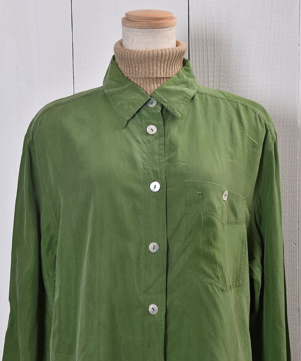 Big Silhouette Light Green Silk Shirtå饤ȥ꡼ ӥå 륯ġͥ