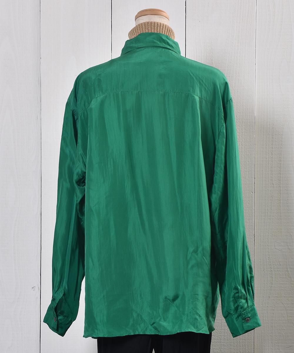 Big Silhouette Green Silk Shirt China Buttonå꡼ ӥå 㥤ʥܥ 륯ġͥ