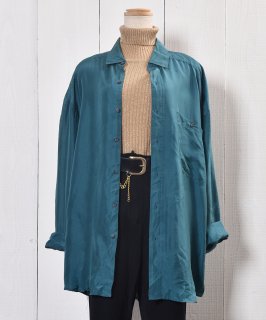 Big Silhouette Turquoise Silk Shirtå  ӥå 륯ġ Υͥå 岰졼ץե롼 ࡼ