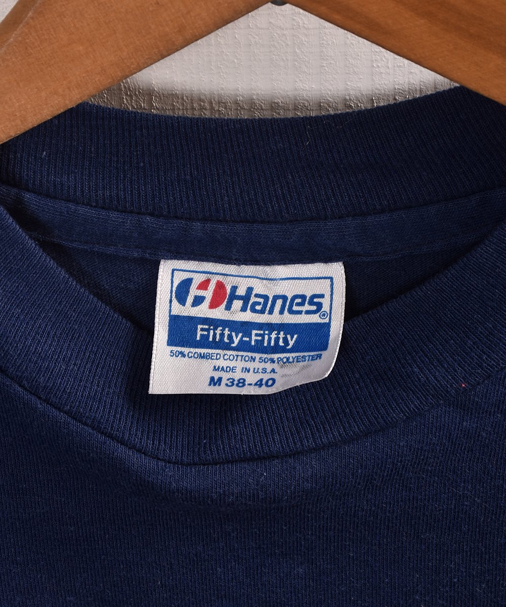 Hanesヘインズアメリカ企業ロゴプリントTシャツネイビーフェードヴィンテージ